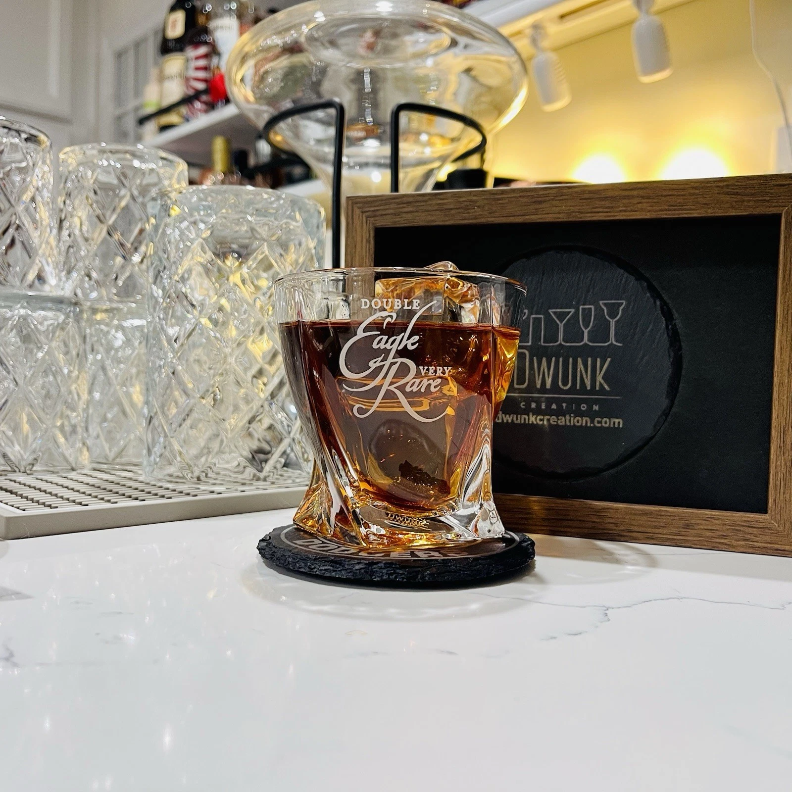 Engraved Eagle Rare Double Eagle Twisted Whiskey Glass