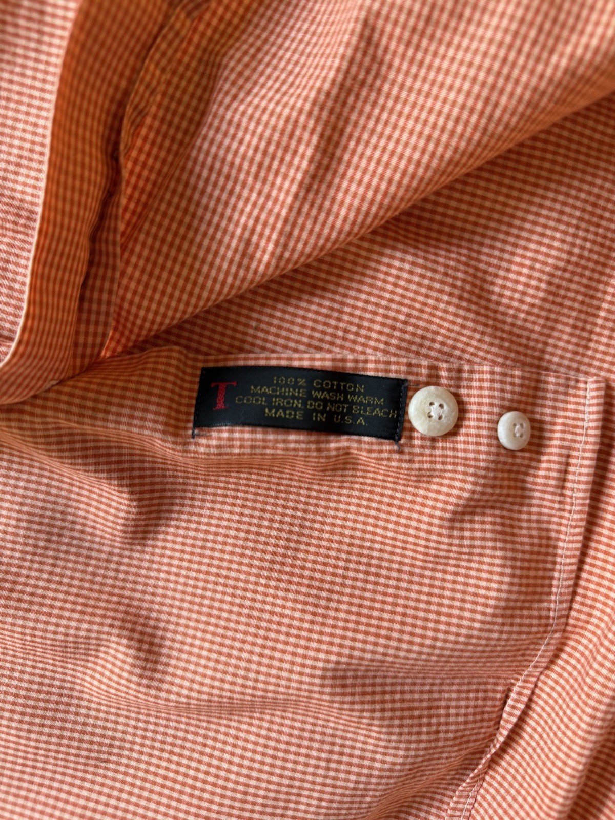 Robert Talbott Studio Orange Check 100% Cotton Sh… - image 4