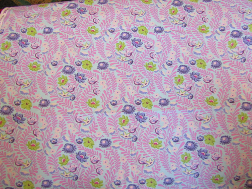 SWEET Vintage BLUE GREEN FLOWERS On LIGHT BLUE 2000's COTTON Fabric-over 1 yd - Picture 2 of 2