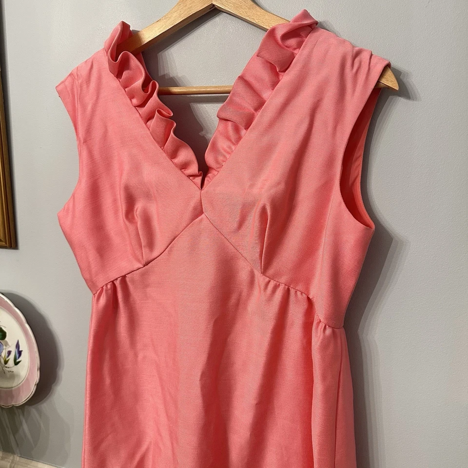 Vestido Barbie Vintage Harry Keiser Rosa MCM 50s 60s Pequeño Volantes Cóctel Vestido Foto 3 de 4