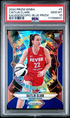 Caitlin Clark 2024 Panini WNBA Prizm Rookie Kaleidoscopic Blue RC 30/49 PSA 10