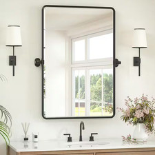 24 In. W X 36 In. H Black Mirrors Framed Tilt Mirrors for Bathroom Wall Pivot Ba