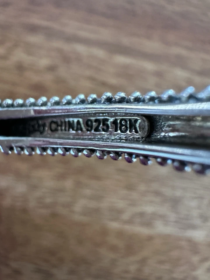 Barbara Bixby серебро и 18k золото цветок прокрутки резной на петлях браслет - Изображение 3 из 4