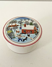 Petite boite Villeroy & Boch porcelaine naïf Christmas scène Laplau.