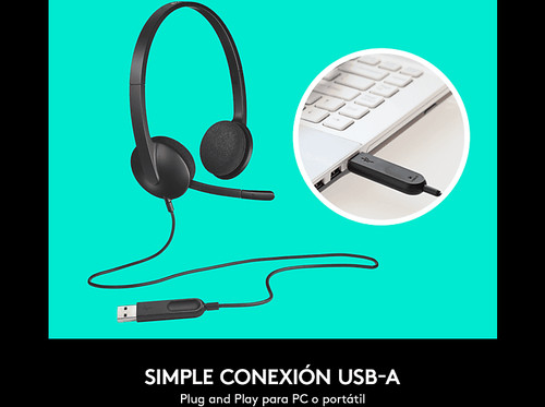 Auriculares - Logitech Headset H340, Diadema ajustable, Con cable, Supresión de - Imagen 4 de 8