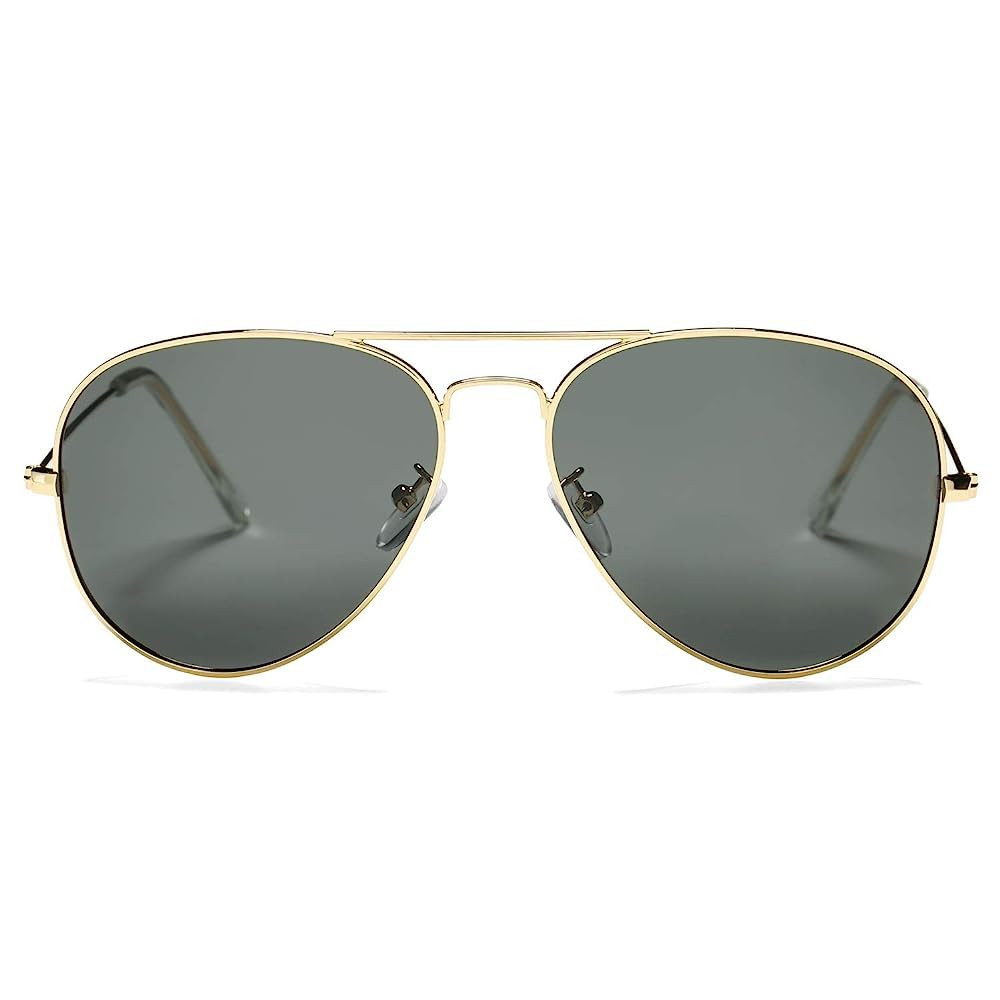 Aviator Sunglasses for Men Women Classic Polarized UV400 Protection (Gold Fra...-image