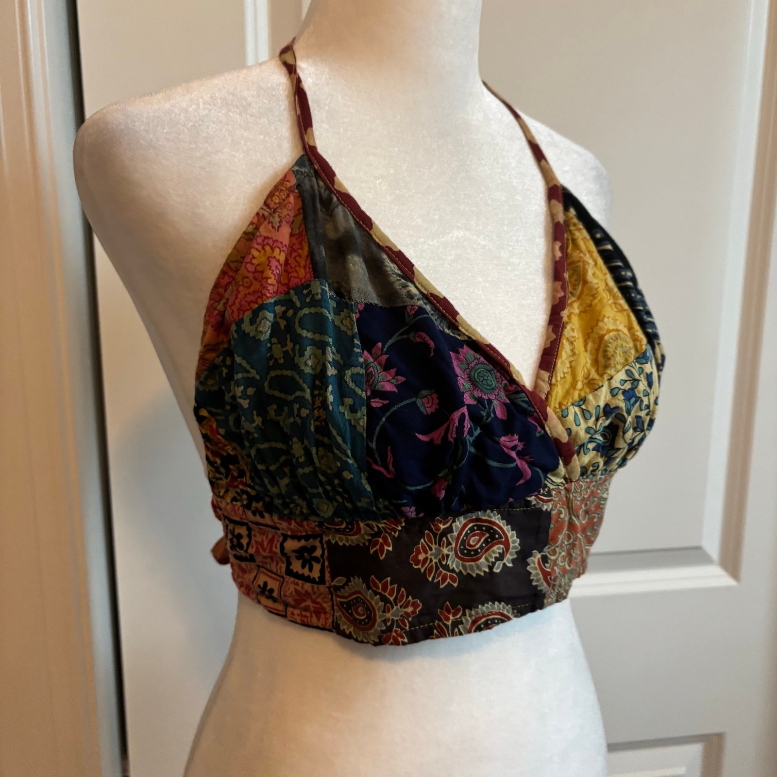 Hippie Forever Boho Patchwork Printed Halter Top … - image 3