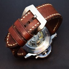 Cinturino vintage in pelle marrone fatto a mano per orologi Panerai da 20-26 mm