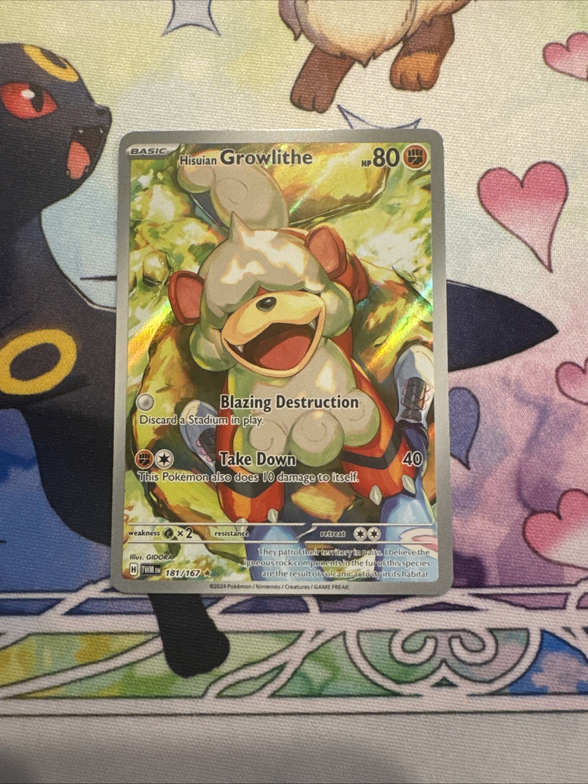 Pokemon Twilight Masquerade Hisuian Growlithe TCG Card 181/167 NM Condition