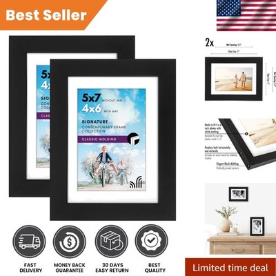 Signature Collection Black 5x7 Frames - Sleek Shatter-Resistant Set of 2