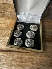 6 Sterling Silver Native American Concho-style Button Covers In Original Box
