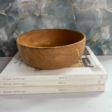 Vintage Hand Turned Solid Wood Serving Bowl Decor Original Patina 7.75"