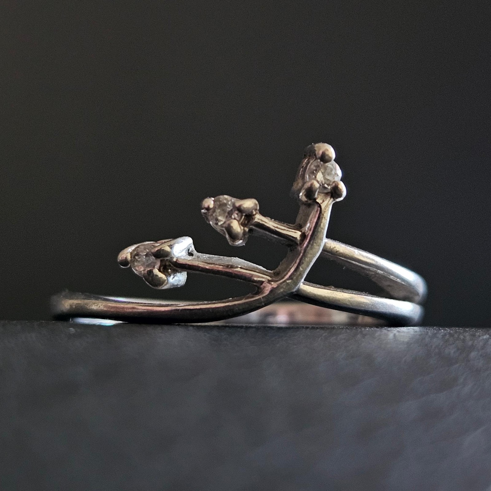 Solid Silver Interlaced Separating & Crystals Seg… - image 2