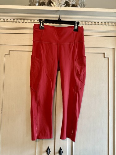 Lululemon Fast Free Ankle Nulux 18” Mid Rise Bright Red Pockets Sz 6