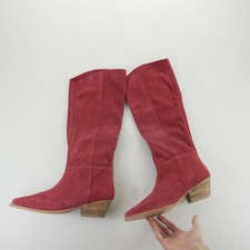 Free People Sway Low Slouch Boots Red Suede P...