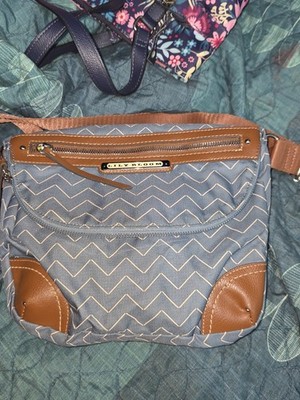LILY BLOOM  Blue Broken Zig Zag Ruth Flap ECO Recycled Crossbody Bag