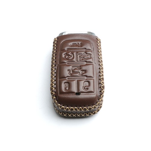 Brown Leather Cover Key Fob Case 6 Buttons For 2019 2020 2021 2022 2023 Ram 1500 - Picture 3 of 6