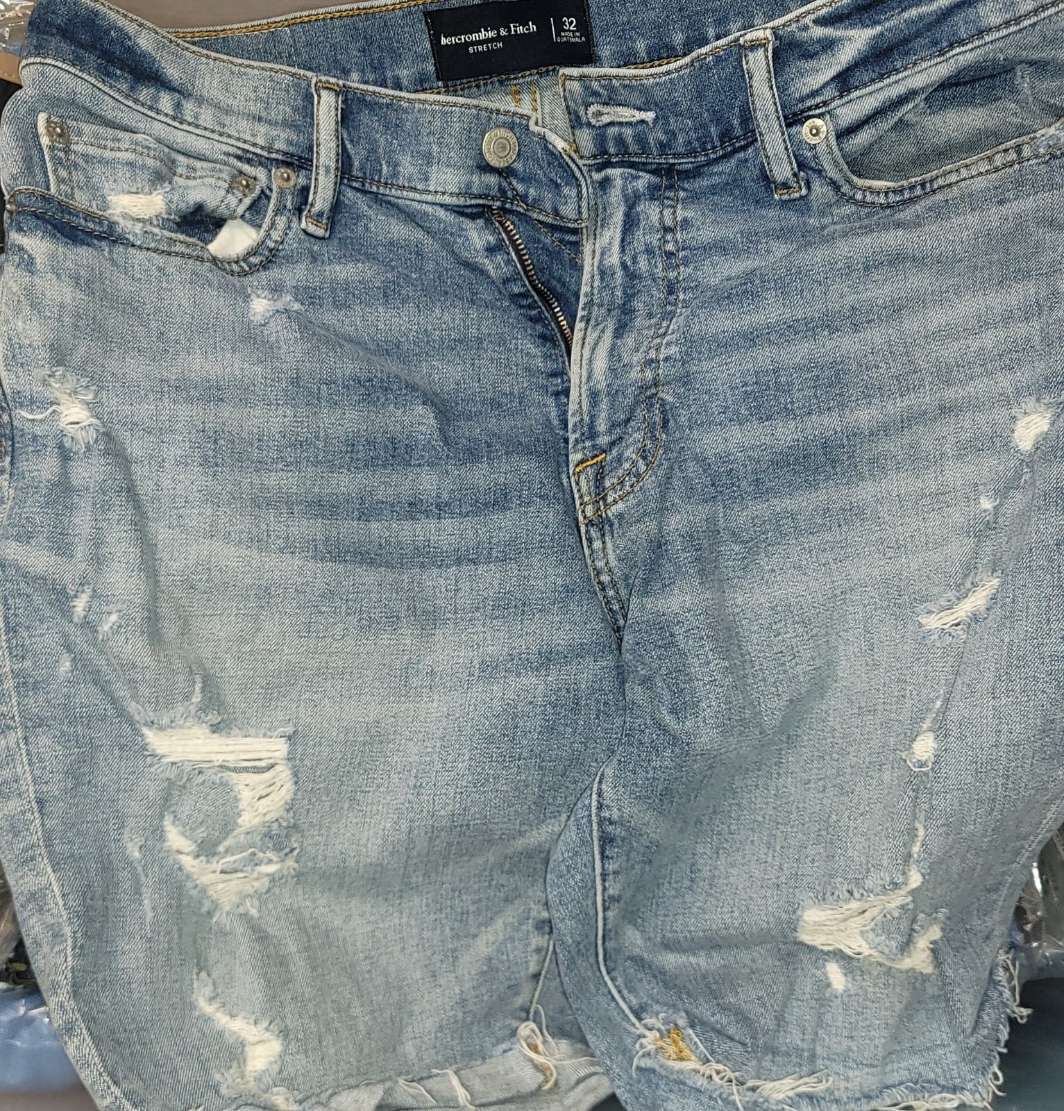 Abercrombie & Fitch Cut Off Stretch Jean Shorts Mens Size 32 Blue Denim