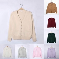 Women's Spring College V-neck Button Cardigan Knitted Sweater JK Uniform Sweater