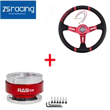 14" Deep Dish Drifting Sport Off Road STEERING WHEEL & HORN w/QUICK RELEASE KIT