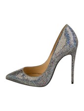 CHRISTIAN LOUBOUTIN Metallic Silver So Kate 120 Glitter Pumps IT 37.5 Very Good