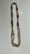 12KT Gold Filled Necklace 30" Long Ring Spring Clasp Shiny Bar Link