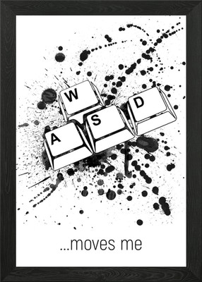 WASD Moves Me Gaming Gerahmtes Wandbild Poster Leinwanddruck Bild