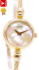 🎦New Batt! [Near MINT] GUCCI 2700.2L Shell Dial Gold 20mm Qz Womens Watch JAPAN