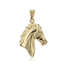 Kettenanhänger Pferd 333 Gelb Gold 8 Karat Charm glanz 17x15mm Talisman Amulett