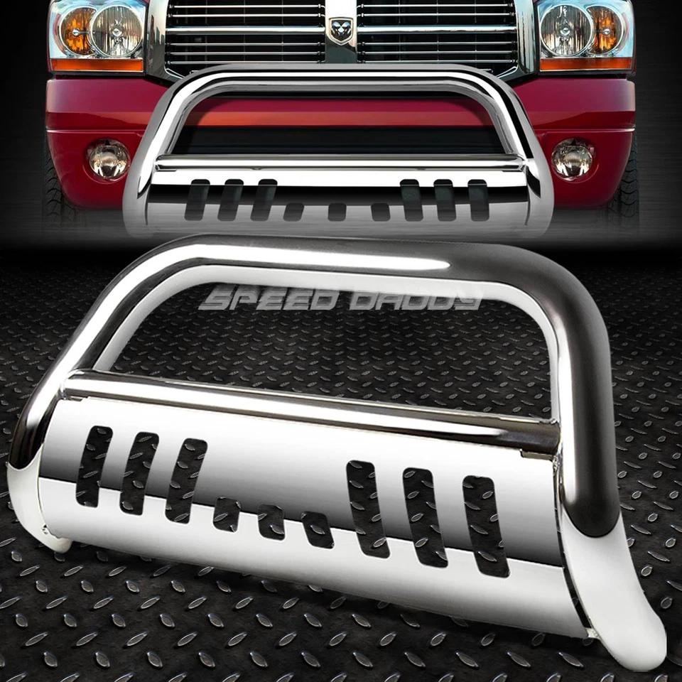 PROTECTOR DE REJILLA BULL BAR CROMADO + LUZ ANTINIEBLA CROMADA PARA 94-02 DODGE RAM 1500/2500/3500 Foto 2 de 4