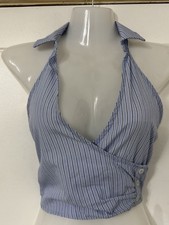 Brand New Shirt Style Halter Neck Top By Pull & Bear, Size L