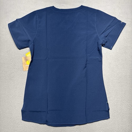 Carhartt Force Cross Flex Fast Dry Womens 4 way Stretch Scrub Top Sz Small Navy - Picture 8 of 10