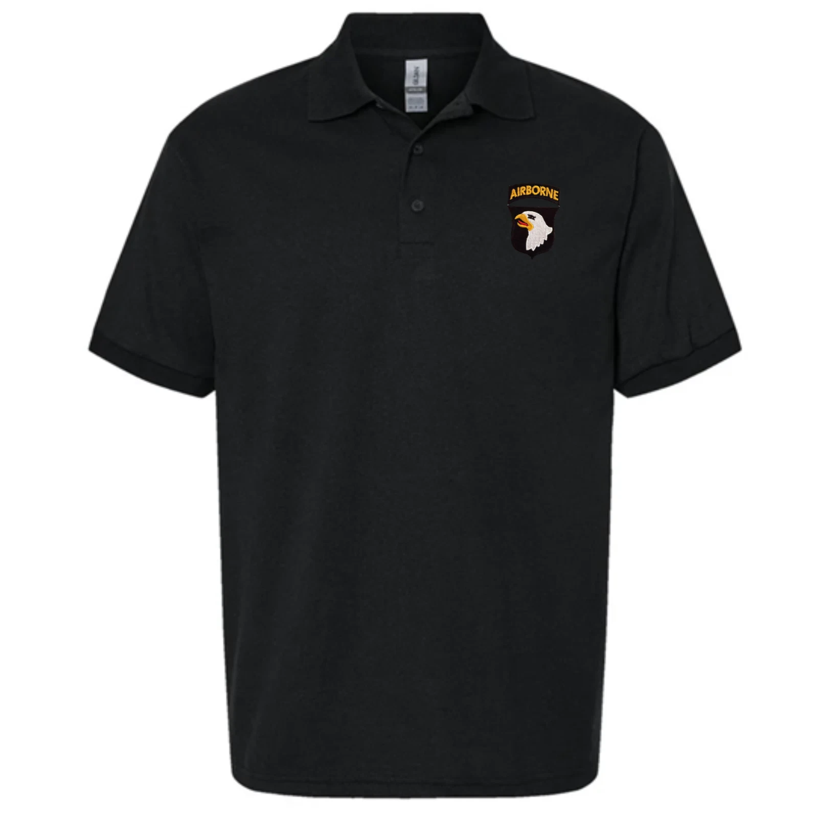 101st Airborne Embroidered Polo Shirt - Black - Officially Licensed U.S. Army