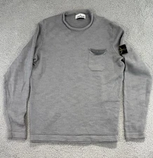 Stone Island Sweatshirt Adult  RollNeck Long Sleeve Logo Mens Size Small Gray
