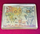 Vtg Mid Century Bar Tray Retro World Map Globe Design Japan 14x10.5 MCM Decor