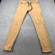 KDNK Pants Mens Medium 32 Khaki Skinny Fit Jogger Stretch Drawstring Zipper Hem