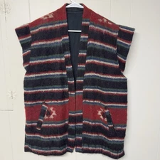 Nepal Tibet Handmade Wool Vest Lined Traditional Design Pocket Unisex Large
