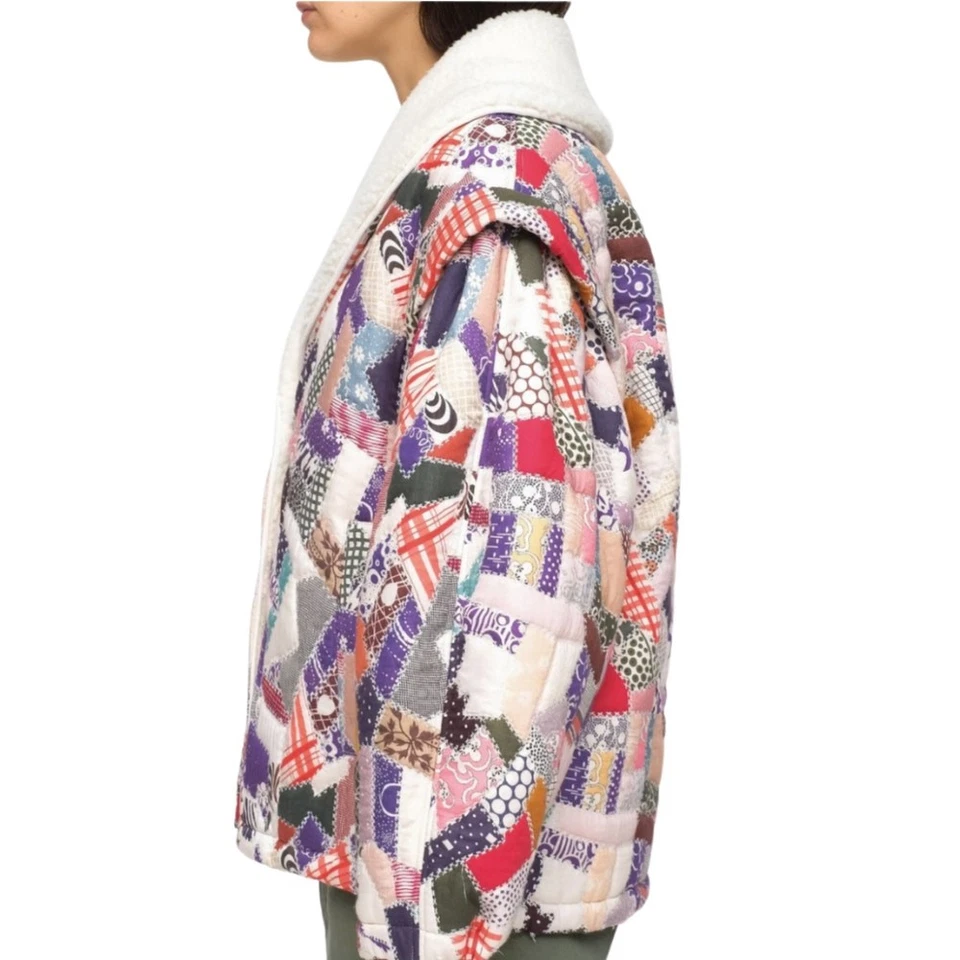 SEA NEW YORK HARLOW 罕见拼布 FAUX FUR PUFFER 女式 S 码 — 第 4/4 张图片