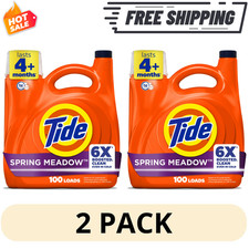 2 Pack Tide Laundry Detergent 125oz Spring Meadow 6X Cleaning Power 100 Loads 0.18 per gallon