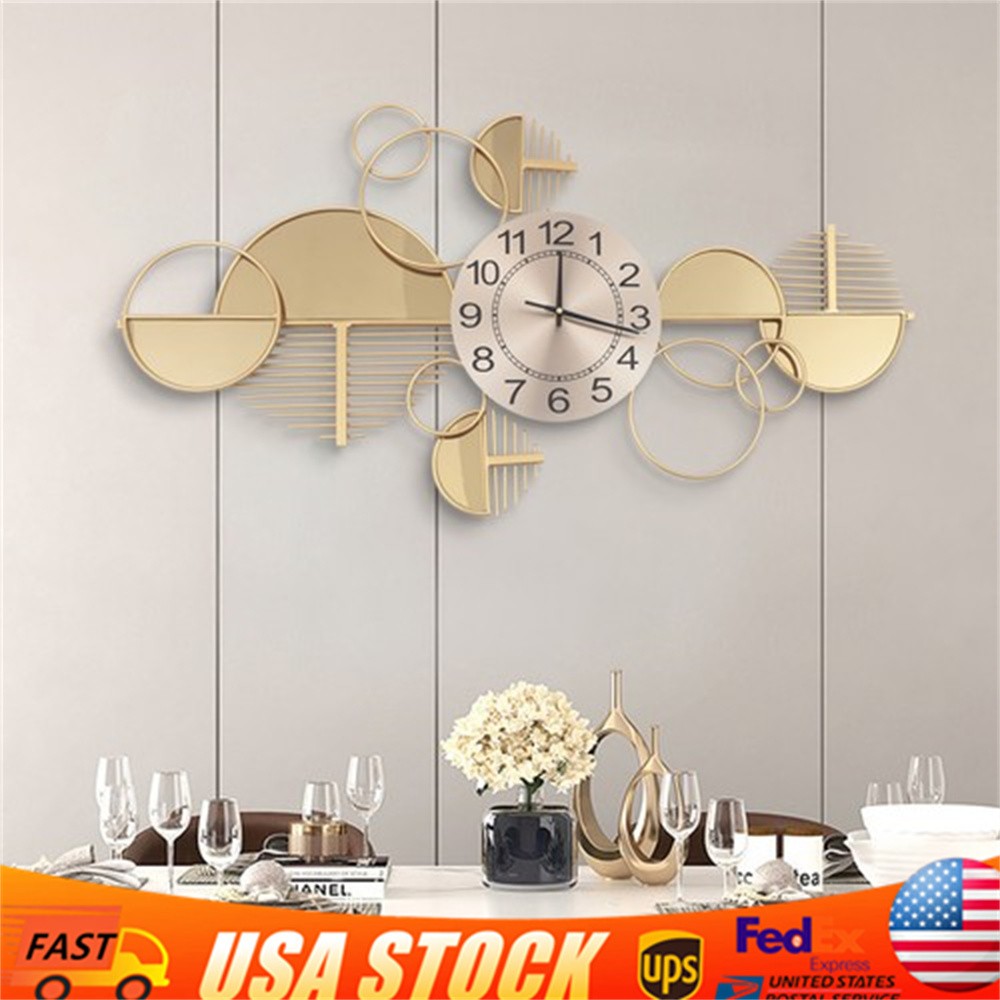 Large Luxury Gold Wall Clock Nordic Style Metal Clocks Home Living Room Decor US