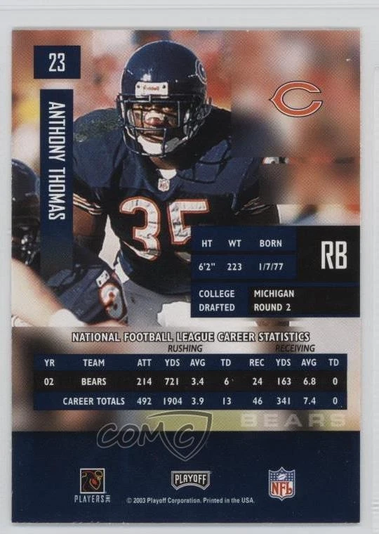 2003 Playoff Prestige Anthony Thomas #23 - Image 2 of 2