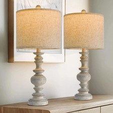 BOBOMOMO 24  Farmhouse Retro Table Lamp Set of 2, Traditional Resin Lamps