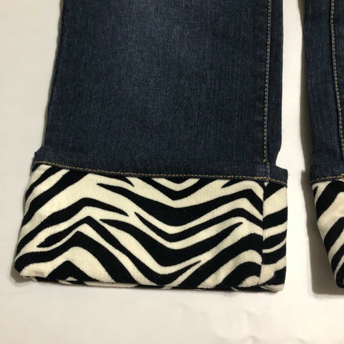 Gymboree Girls Size 9 Jeans NWT Zebra Print Cuffs Dark Wash Denim Pants - Picture 2 of 6