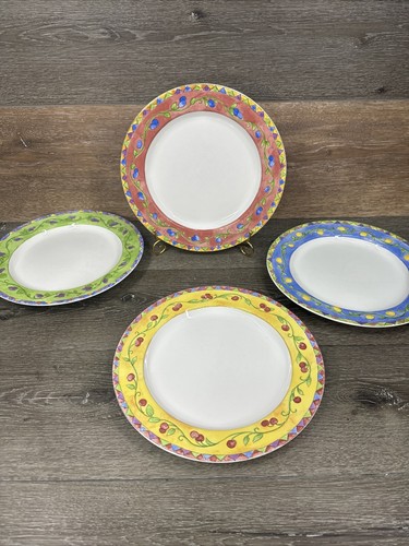 Sango Sangria 11” Dinner Plates #3075 by Sue Zipkin Mixed Fruit~set Of 4