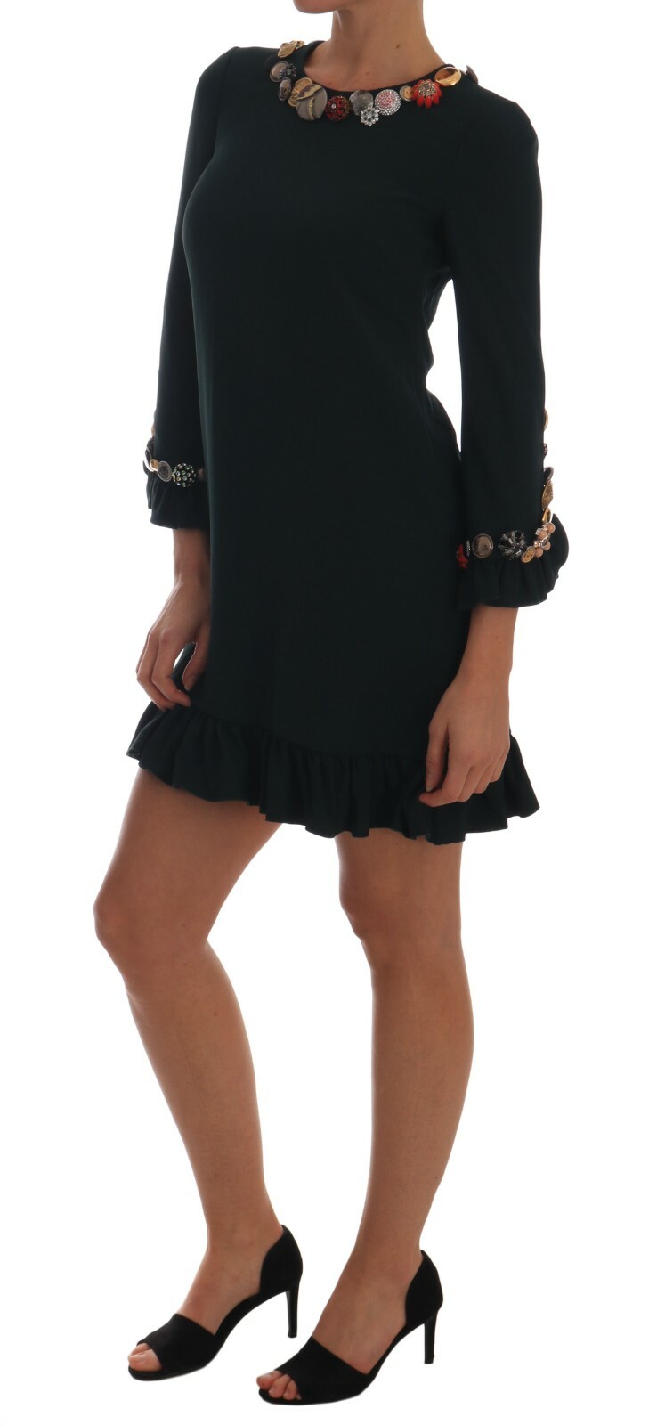 DOLCE & GABBANA Dress Crystal Green Stretch A-Line Short IT38 / US4/XS RRP $4700 image 2