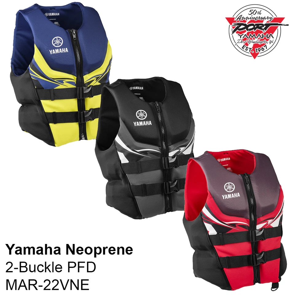 NEW Yamaha Men's Neoprene 2-Buckle PFD Life Jacket Vest Red Blue Black MAR-22VNE