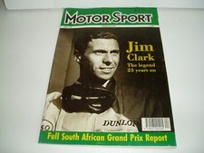 MOTOR SPORT APRIL 1993  COVER STORY ON  THE GREAT JIM CLARK  25 YEARS ON
