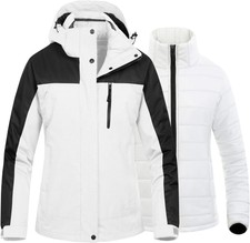 Creatmo Us Women's 3 In 1 Waterproof Ski Jacket Windproof Snowboarding Jacket Wa