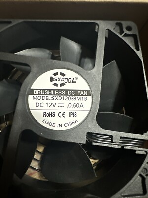 DC Brushless Fan SXD12038M1B DC 12V 0.60A  4 5/8  X 4 5/8  X 1 1/2 