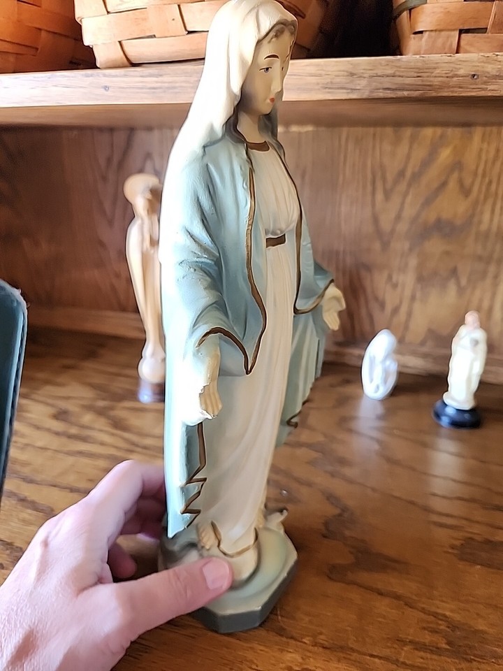 Large Vintage Virgin Mary Lady of Grace Chalkware Religious Statue Rare